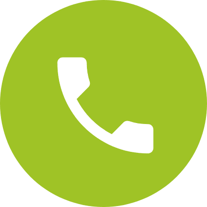 A phone icon inside the circle green shape